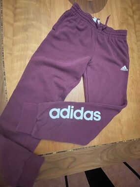 adidas Maroon Trefoil Logo Joggers